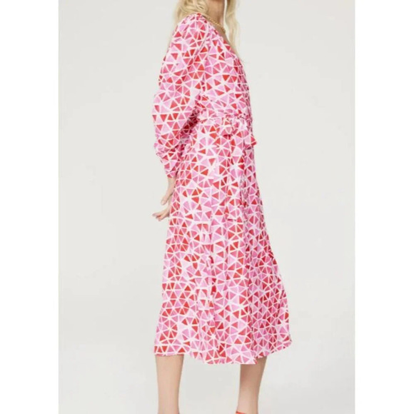 Area Stars NWT Diamond LS Wrap Dress Pink Red XS - Picture 2 of 16